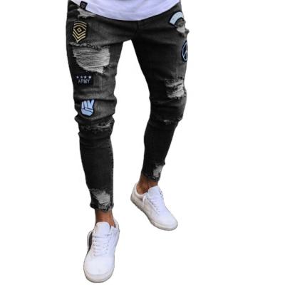 China New Fashion Breathable Men's Skinny Jeans Rips Stretch Denim Slim Fit Distress Fringed Biker Scratchted Hollow Out Long Jeans Boy Zone for sale