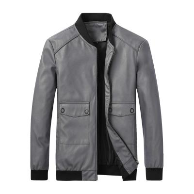 China 2021 waterproof new style autumn and winter fashion PU leather jacket coat men's casual vertical pocket street use solid leather jackets for sale