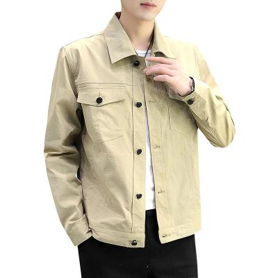 China Waterproof Fall 2021 Hot Style Men's Fashion Button Placket Pocket Plain Street Wear Slim Casual Jacket OEM Custom Logo Printed for sale