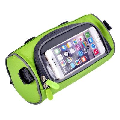 China 100% Waterproof Multifunctional Recycling Cylindrical Portable Waterproof Bike Bicycle Front Handlebar Bag With Transparent Pocket for sale