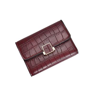 China Wholesale Retro Fashion Clips Wallet Crocodile Pattern Trifold Short Wallet For Women for sale