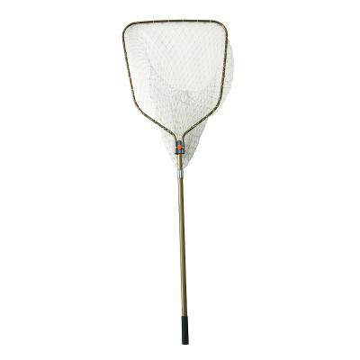 China Monofilament Fly Fishing Landing Net Nylon Fishing Hand Net With Handle Aluminum Alloy Frame Rubber Fishing Net for sale