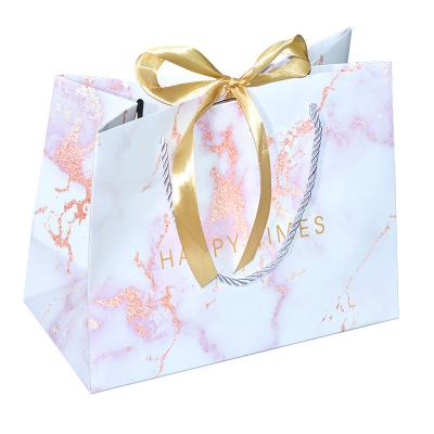 China Luxury Clothing Carry Reusable Shopping Packaging Luxury Personalized Tote Gift Bags With Logos Paper Shopping Custom Print With Ribbon Handles For Clothing for sale