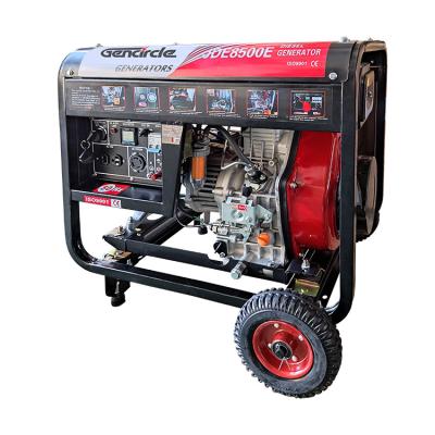 China Home Used Generator Mini Generator Diesel Generator 5KW 5000W 5KVA Genset With Small Wheels 15L Fuel Tank for sale