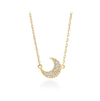 China Factory Wholesale Price Fashion CLASSIC Gold With Moissanite Stone Moon Pendant Necklace for sale