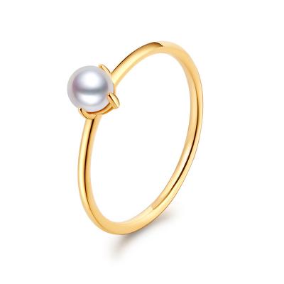 China Real 18k Gold Nice Big Saltwater Akoya Pearl Ring For Women Factory Sale Daily Wear Daily Wear Girl Gift CLASSIC Hot Party for sale