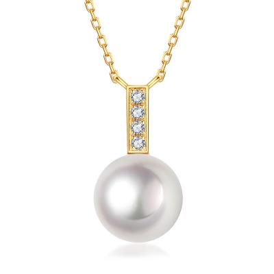 China New Real 18k Gold CLASSIC 2022 Hot Seawater Akoya Pearl Scarf Real Diamond Gemstone Pendant Necklace For Women Girl Gift for sale