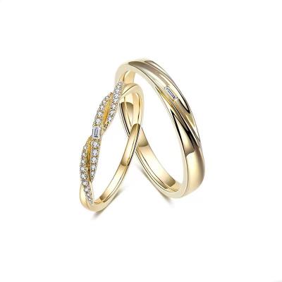 China CLASSIC Couple Rings Real Yellow Gold Ring With Moissanite Diamond Engagement Band for sale