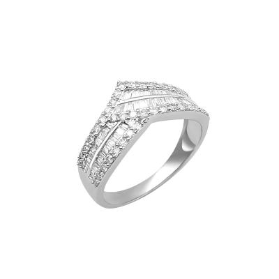 China Real TRENDY Elegant White Gold Ring Women Engagement 18k Diamond Jewelry Wedding Ring For for sale