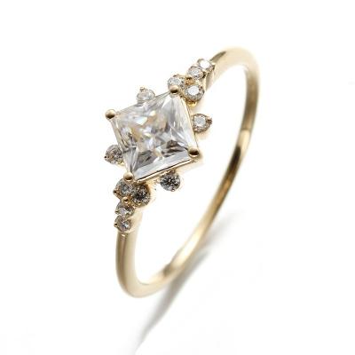 China Charles Colvard Forever One 18k yellow gold ring moissanite diamond colorless jewelry vvs 1CT def FASHION Princess Cut for sale