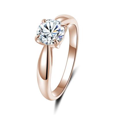 China Hearts and arrows colorless Charles and Colvard vvs 18k Au750 1 carat FASHIONABLE solid def forever one moissanite rose gold ring for sale