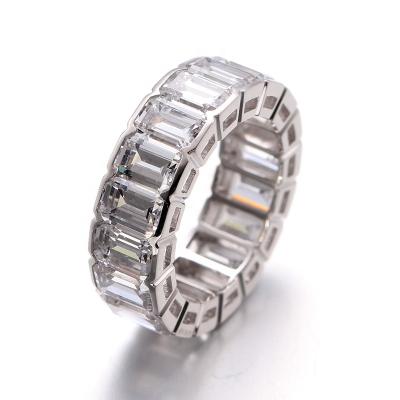 China CLASSIC Solid Green Cut 18k White Gold Charles Colvard Forever One Moissanite Eternity Band Rings for sale