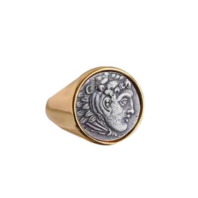 China The Other Roman Empire Caesar The Great Fashionable 925 Ring Retro Coin Caesar Head Silver Ring Man for sale