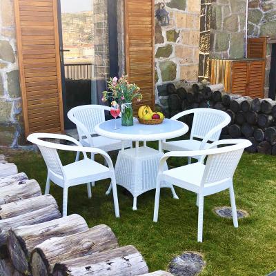 China Weather Resistant Hot Sale Modern Outdoor Round Plastic Glass Dining Table Wholesale for sale