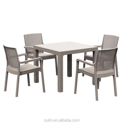 China Weather Resistant Plastic Outdoor Square SUKK Dining Table And Chairs Set for sale