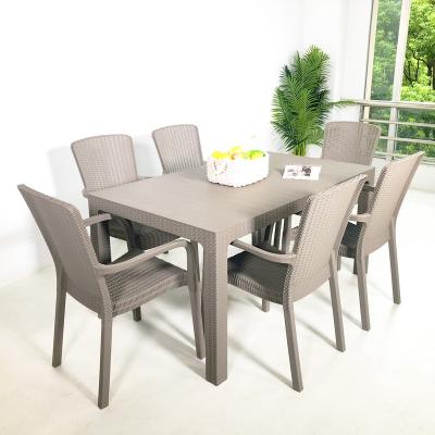 China Weather Resistant Outdoor Plastic Table And Chair Restaurant Use Table Set for sale