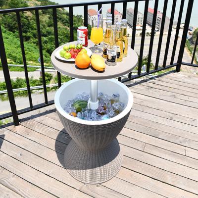 China Modern Beautiful 37L Cool Bar / Outdoor Entertainment Polypropylene Garden Bar Cocktail Table For Garden for sale