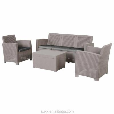 China Wicker Rattan 5 Seaters Weather Resistant Resin PP Garden Set Outdoor Sofa Set Furniture for sale