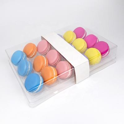 China Recycled Clear Plastic Materials Custom 18 Macarons Cookie Blister Display Tray Packaging Box With Sleeve for sale