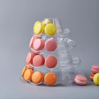 China New Recycled Materials Design 4 Tiers Macarons Tower Stand Front Face Packaging For Birthday Party Wedding Display for sale