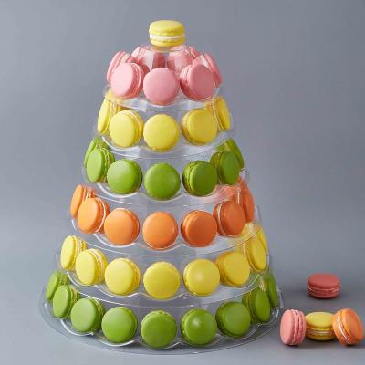 China Recycled New 6 Tier Materials Macaron Cookie Tower Display Stand Custom Clear Plastic Packaging for sale