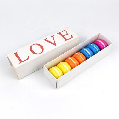 China Custom Disposable Logo Printing Macaron Cookie White Paper Drawer Box Packaging for sale