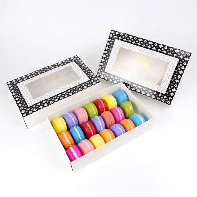 China Recycled Materials Bakery Macaron Cookies Donuts Paper Custom Gift Box With Clear Window Dessert Display Packaging for sale