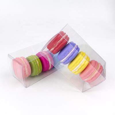 China Custom Clear Recycled Materials PET Plastic Folding Packaging Box For 4 Macarons Cookie Chocolate for sale