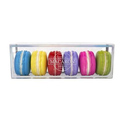 China Materials Custom 6 Recycled Clear Plastic French Macaron Box Dessert Display Transparent Folding Packaging for sale