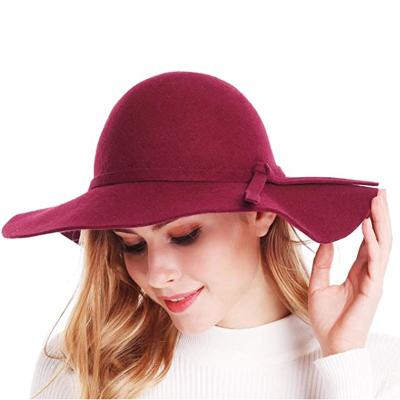 China Character Fashion Winter Hat Vintage Thrower Hat Felt Wide Brim Sun Beach Cashmere Church Floppy Hats Fedora Hats for sale