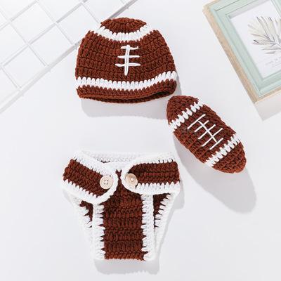 China New JOINT Woolen Hand Set Crochet Football Knit Hat for sale