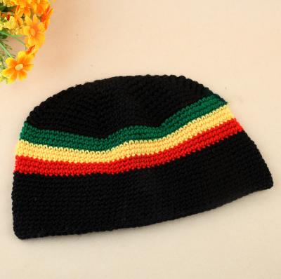 China JOINT Jamaican Reggae Rasta Hat Rainbow Knit Yellow and Green Skullcap for sale