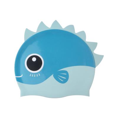 China Cartoon Swim Cap 123G Silicone Swim Cap Kids Swimming Cap for sale