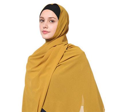 China Pretty Chiffon Plain Inner Hijab Color Covers Portable Underscarf Malaysia Snap Hat With Scarf for sale