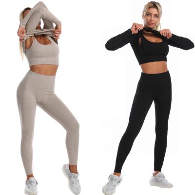 China European QUICK DRY spot and American striped knitted seamless yoga suits women's quick-drying hip lift fitness yoga pants sportswear S-011 for sale