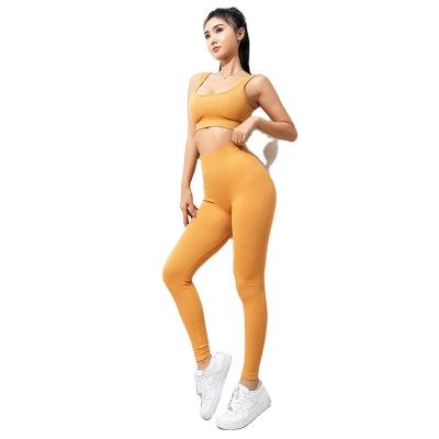 China European and American new hot sale QUICK DRY square neck sexy seamless knitted fitness and UV neck sports clothing yoga pants vest for sale