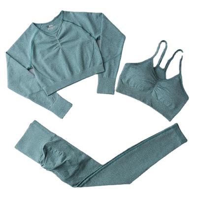 China Hot Selling Seamless QUICK DRY Yoga Suit Set Hip Peach High Waist Fitness Sportswear Breathable Quick Dry Female Yoga Pants Border for sale