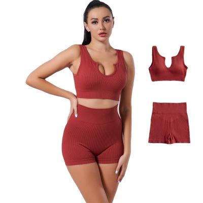 China QUICK DRY seamless yoga wear set border sports fitness wear European women and American sports bra set pattern S-018 for sale