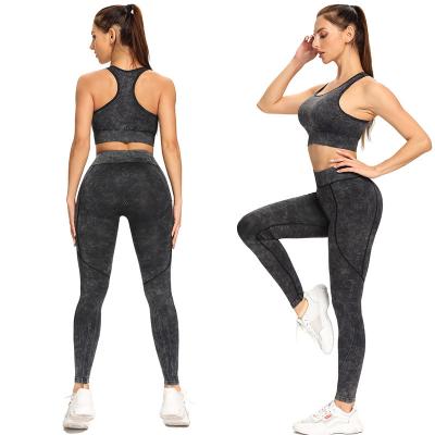 China QUICK DRY seamless border spot yoga explosive suit set bra women shockproof sports vest hip lift fitness pants wholesale S-049 for sale