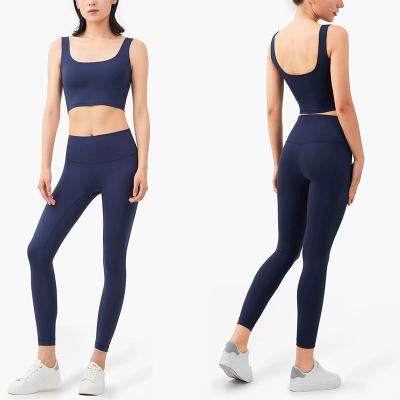 China Handsome QUICK DRY Vest Yoga Set Training Vest Yoga Set Fitness Pants Sports Suit Back Model S-047 for sale