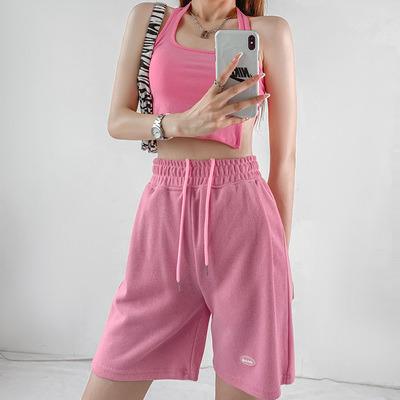 China Asian Anti-wrinkle Area Sports Shorts Women's Summer Loose Straight High Waist Student Casual Wide Leg Five Point Pants Model: XCC-003 for sale