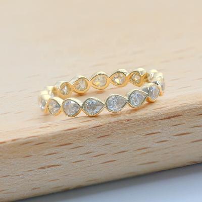 China New Design 14k Yellow Gold Moissanite Eternity Ring Band D VVS1 2.5x3mm Solid Pear Moissanite Engagement Wedding Ring for sale