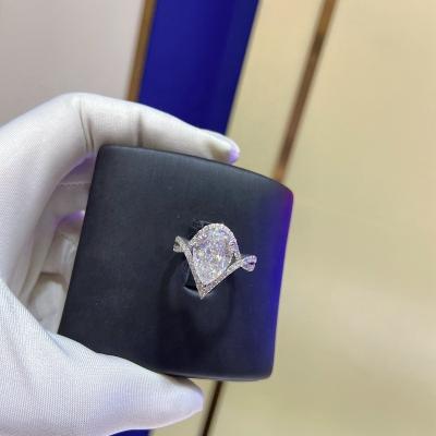 China Fancy Custom Made Big Size Moissanite Diamond Rings Pear Moissanite Ring 9X13MM TRENDY Jewelry D VVS1 5ct From Wuzhou Paston for sale