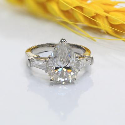 China 5ct Pear Moissanite Ring DEF VVS Sterling Silver 925 Sterling Silver 925 Big Fancy FASHION FASHION Diamond Engagement Wedding Ring for sale