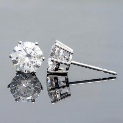 China Paston TRENDY Jewelry Classic Style 6 Claw Stud Earrings 1ct Moissanite Silver925 DEF VVS Round Cut Moissanite Brilliant Ear Studs for sale