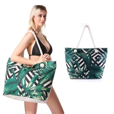 China New Amazon Divider Canvas Women Sports Waterproof Leaf Printing Beach Bag Wet And Dry Fitness Bag for sale