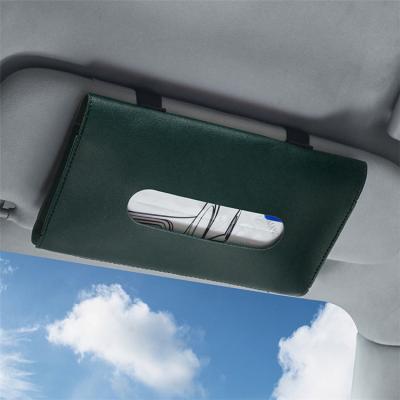 China Brief & Custom Logo Auto Pu Leather Tissue Single Color Box Towel Rack Car Sun Shade Cloth Boxcar Cloth Holder for sale