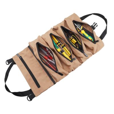 China Heavy Duty Canvas Roll Up Tool Bag Rolling Power Tool Bag With Handle QXTB-47 for sale