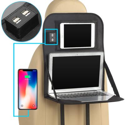 China PU Leather USB Car Phone Charger Back Seat Multiple Organizer with Ipad Holder for sale