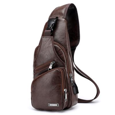 China - Casual Body Bag Anti Theft PU Leather Shoulder Bags Men Cross - Cross Body Chest Bag With USB Charging for sale